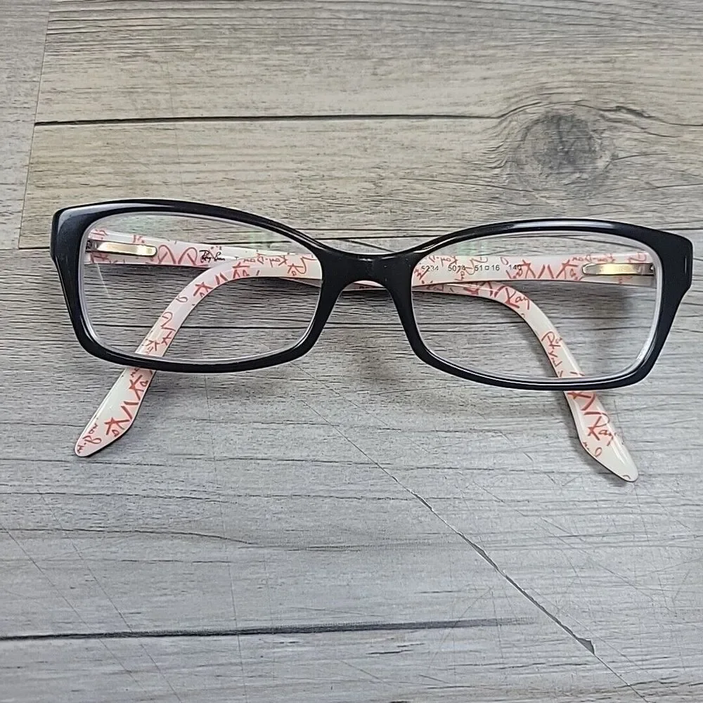 Ray-Ban RB 5234 5014 Eyeglasses FRAMES ONLY 51-16 140 Black White Red Letters‎